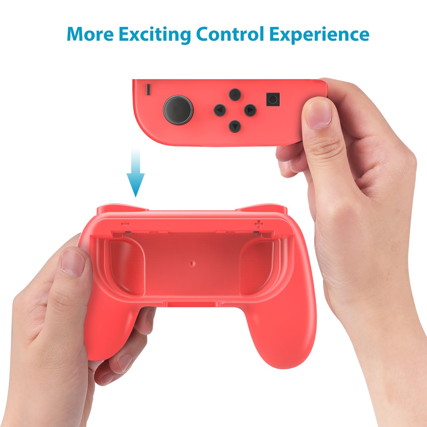 MoKo 2pcs Ergonomic Game Grip Controller Handle Kit for Nintendo Switch