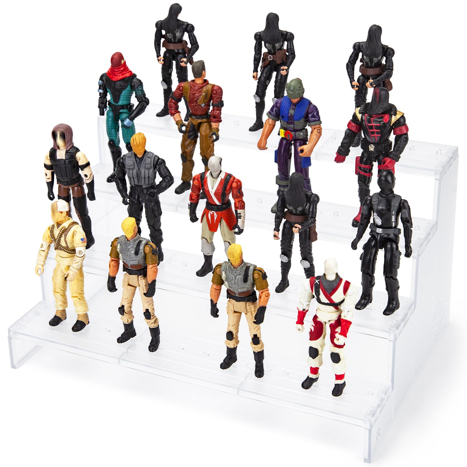 Photo 1 of 3.75 inch Vintage (1977-1985) Star was/ Gijeo Figure Risers Stand, Action Figure Display Stands with Flexible Pegs, Toy Support Base Holder Accessories for 1/18 Scale Figures, 4 Tiers, Clear