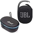 JBL Clip 4 Portable Bluetooth Speaker (Black) + Bundle with divvi! Protective Hardshell Case (Black)