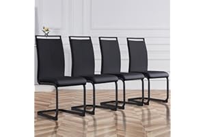 Baysitone Modern Dining Chairs Set of 4, Side Dining Room Chairs with Black Frame, Kitchen Chairs with Faux Leather Padded Seat High Back, Chairs for Dining Room,Kitchen, Living Room Black