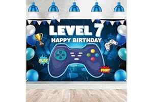 DZTRELFK Level 7 Unlocked Happy 7 Birthday Level Up Banner Backdrop Cheers to 7 years old Video Game Theme Decor Decorations for Boys Girls 7th Birthday Party Birthday Supplies Background