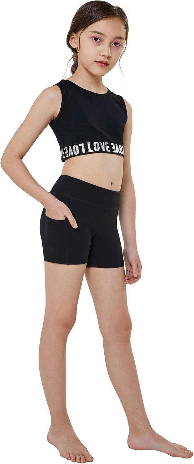 Ogeenier Girls 4 Yoga Volleyball Running Shorts with Pockets Youth
