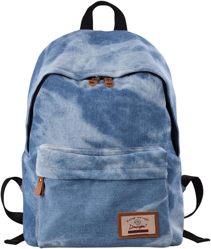 Denim School Backpack, Unisex Student Bookbags,Casual Laptop Bag Rucksack for Teenage(light blue)