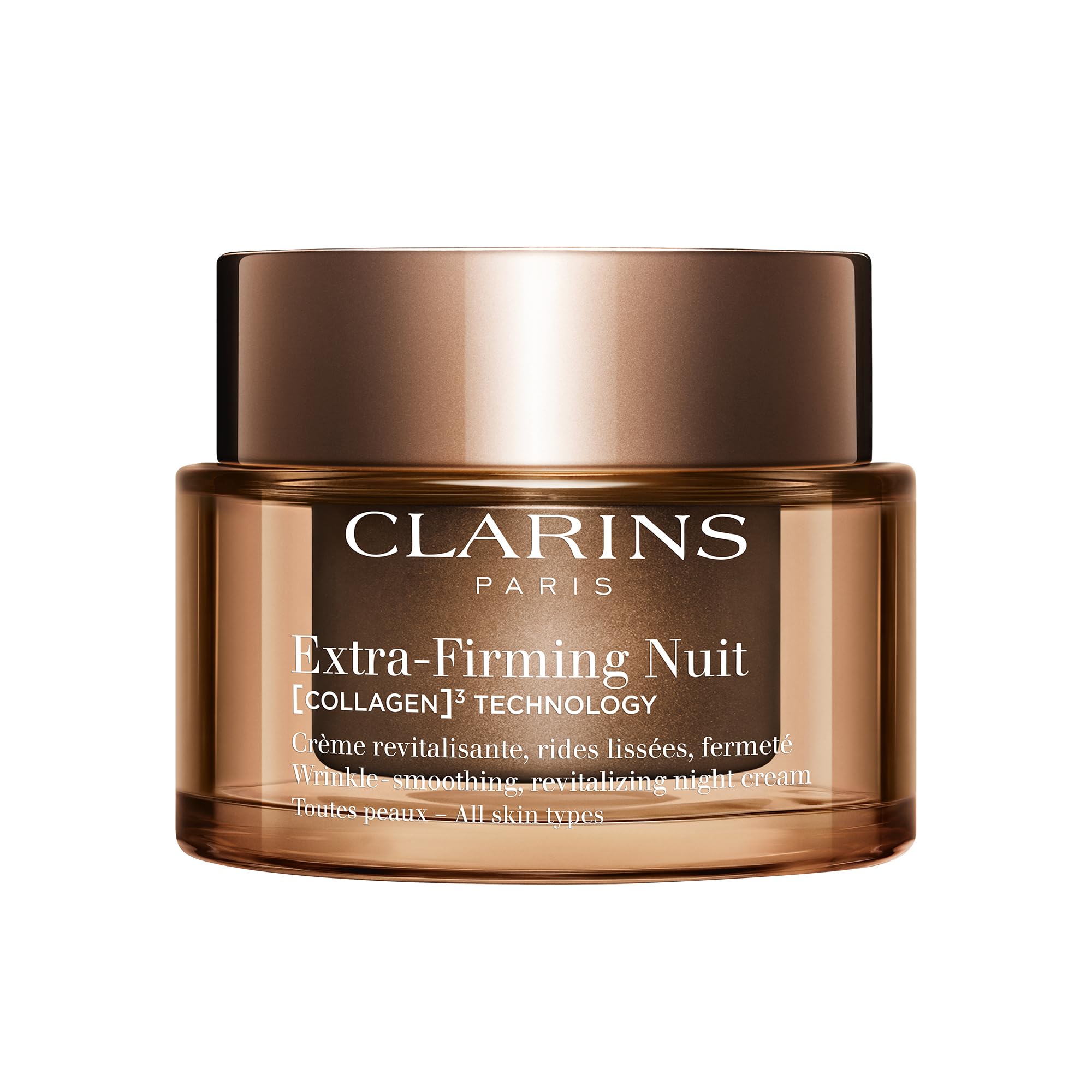 Clarins Extra-Firming Night Cream for All Skin Types | Anti-Ageing Moisturiser with Collagen Boosting Ingredients | Nourishing & Firming Face Cream | Refillable Packaging | 50ml