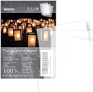 WINTEX 100 Blatt Transparent Papier DIN A5 - weißes Bastelpapier, bedruckbar