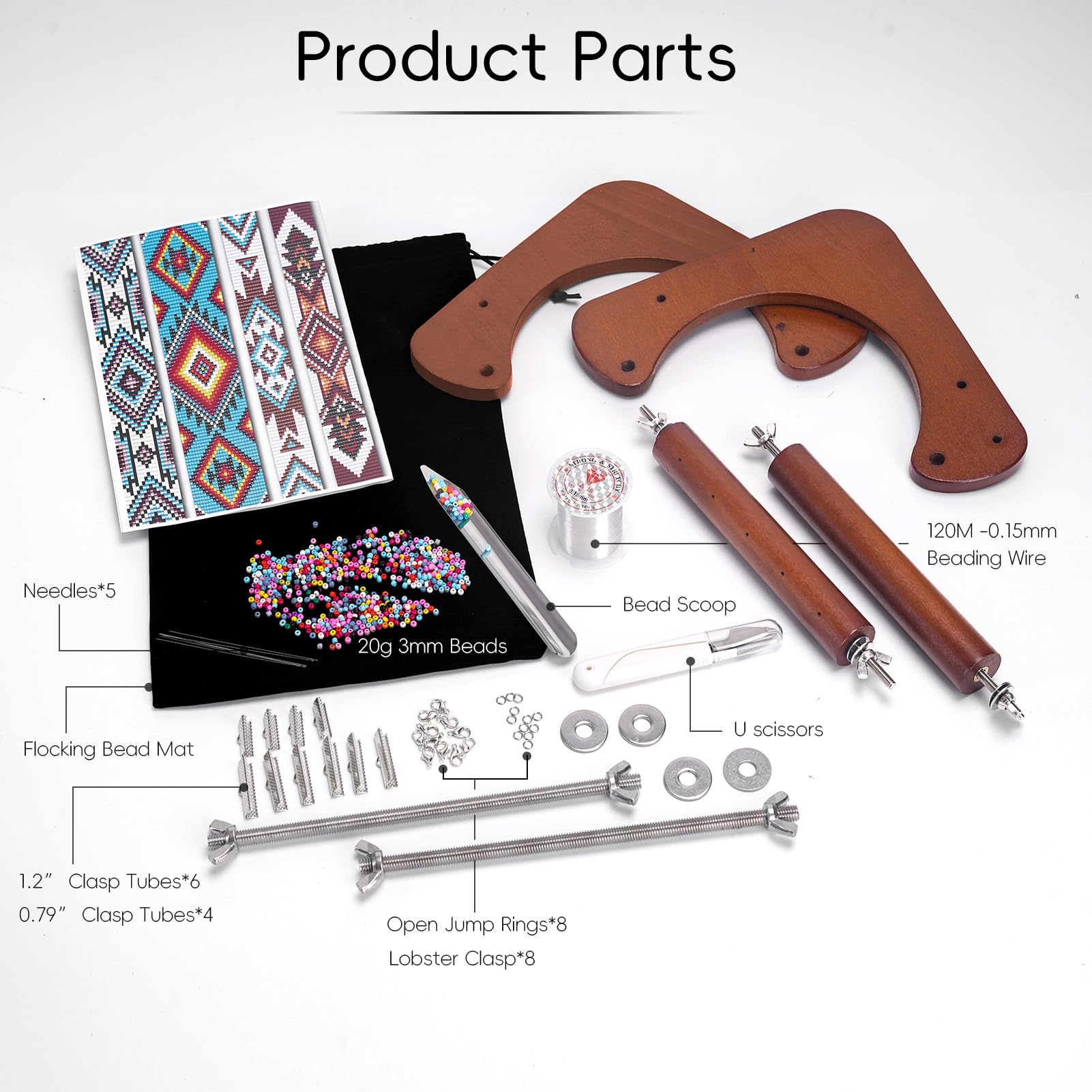 Bead Loom Kit, Wood Loom Beading Supplies with Detailed Instructions, Practical Bracelet Loom Jewelry Making Accessories (Dark Brown)