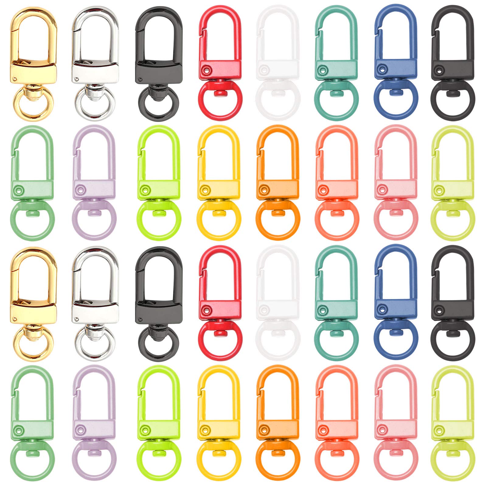 32PCS Metal Lobster Claw Clasps for Keychain Rings Multicolor Swivel Lanyards Trigger Snap Hooks Strap for Bags DIY Crafts Jewelry Making Accessories, 34x14x6.5mm (16 Colors)