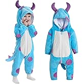 YQBFB Toddler Blue Monster Costume: Hooded Halloween Animal Onesie - Cute Fuzzy Warm Fall Winter Blue Monster Outfit