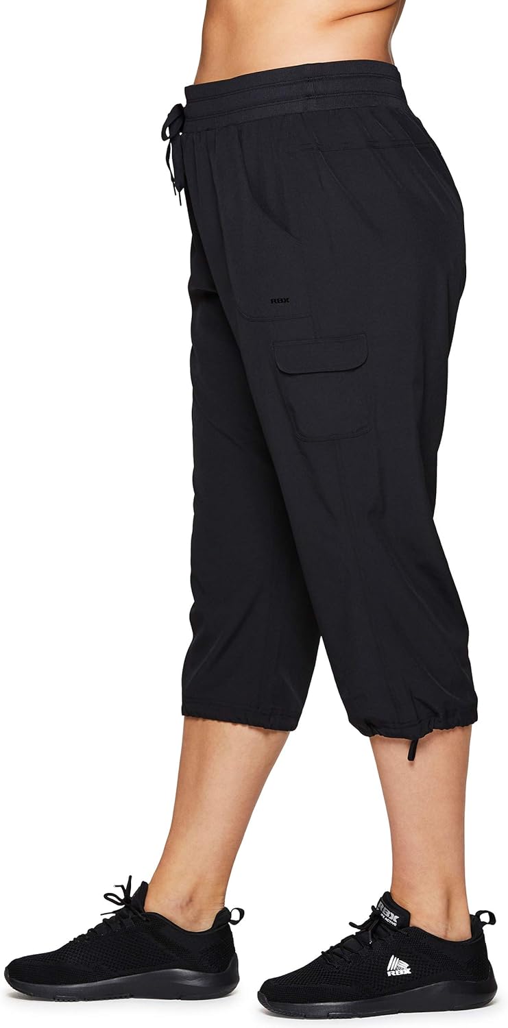 RBX Active Women's Plus Size Fashion Lightweight Woven Body Skimming Drawstring Capri Pant at  Women’s Clothing store