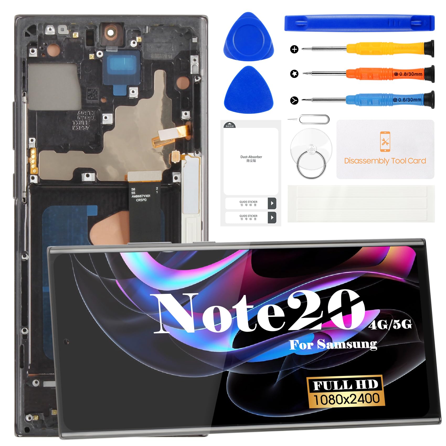 Photo 1 of OLED for Samsung Note 20 Screen Replacement for Samsung Galaxy Note 20 5G/4G LCD Digitizer Repair for SM-N981U Screen Replacement Touch Display Assembly with Frame SM-N980F(with Fingerprint) (Black)