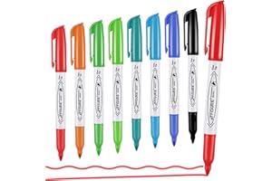 Affisure Permanent Markers Assorted Colors Set, 8 Colored Markers 8 Pack, Fine Point，Works on Wood, Plastic, Metal, and More, for Adults, Artist, Taecher, Kids