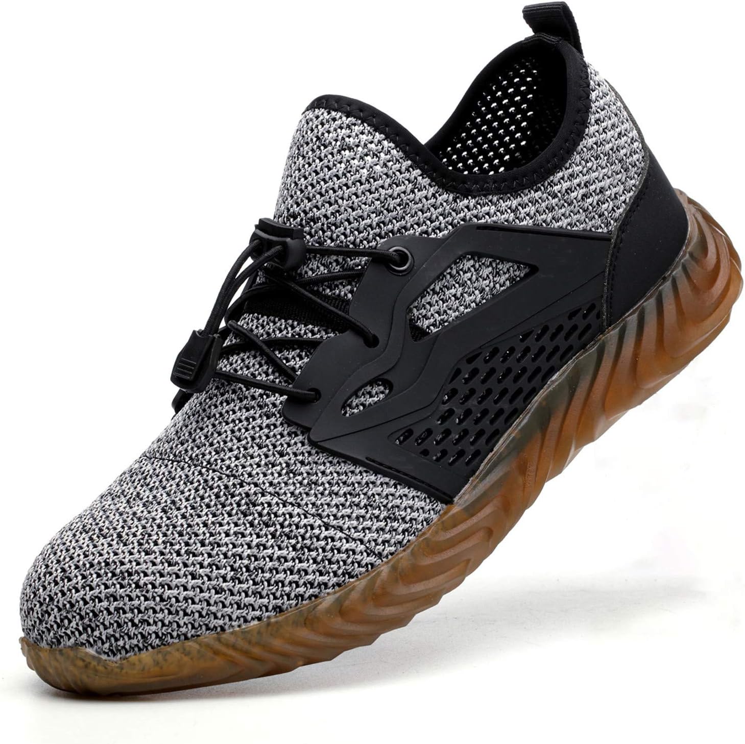 JACKSHIBO Steel Toe Shoes Men, Indestructible Work Safety Shoes Lightweight, Slip Resistant Breathable, Industrial Construction Shoes