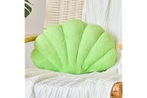 VBGYA Soft Shell Pillows, 18 Inch Green Seashell Shaped Accent Decorative Throw Pillows, Sea Ocean Seashell Plush Throw Pillows Floor Cushion Home Decor for Couch, Bed, Office