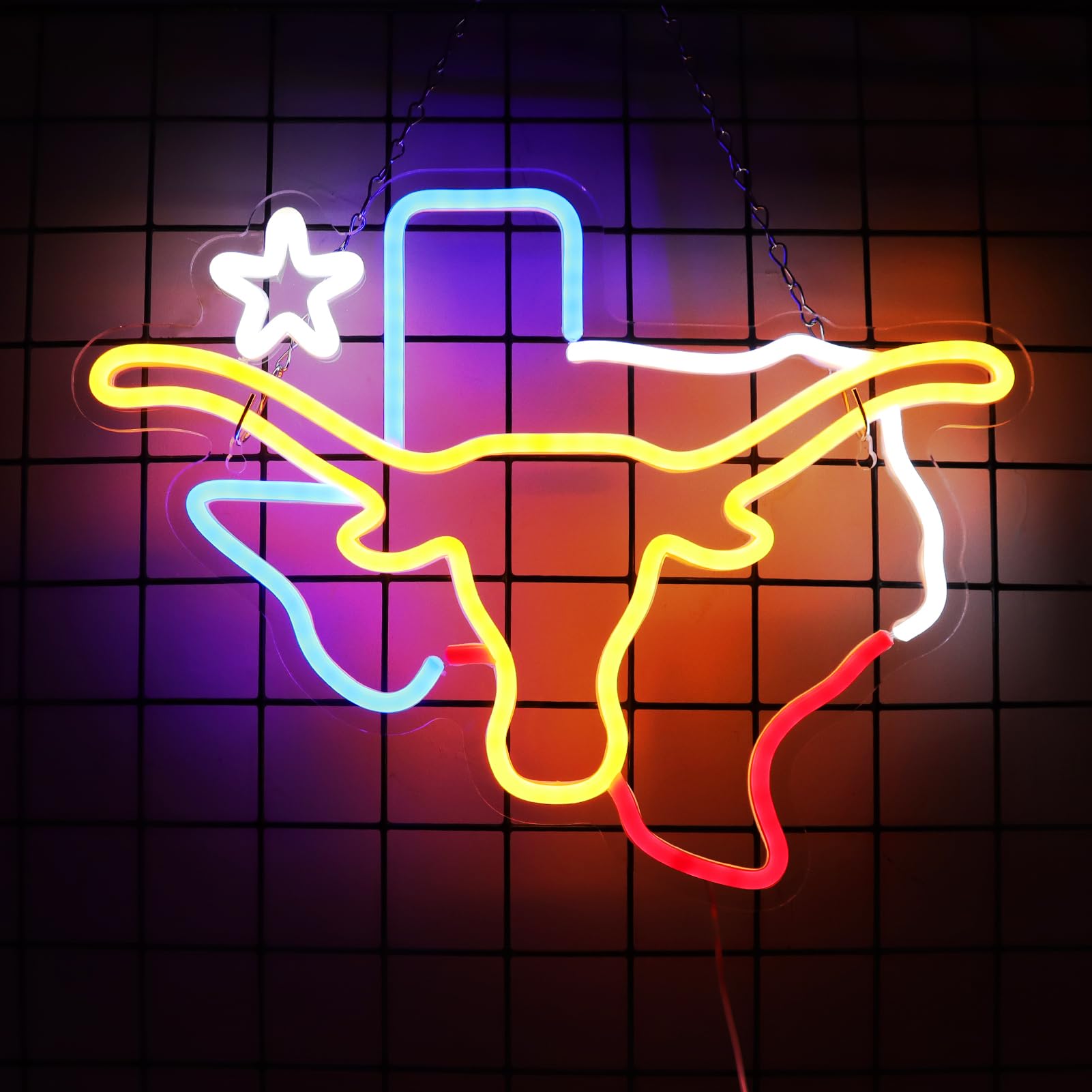 Photo 1 of TEXAS Longhorn Neon Sign LED TEXAS Neon Light Sign USB Powered for Man Cave Room Bar TEXAS Wall Decor Western Gift for Friends Colleague Partner 15 * 12 IN