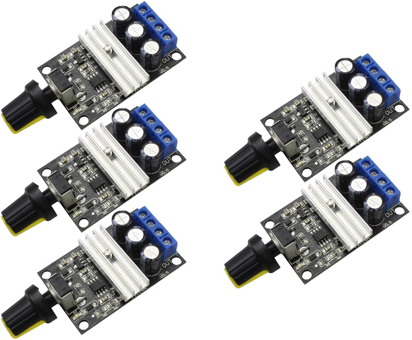 TECNOIOT 5pcs DC 3A 80W DC 6V 12V 24V 28V PWM Motor Speed Controller Regulator Adjustable