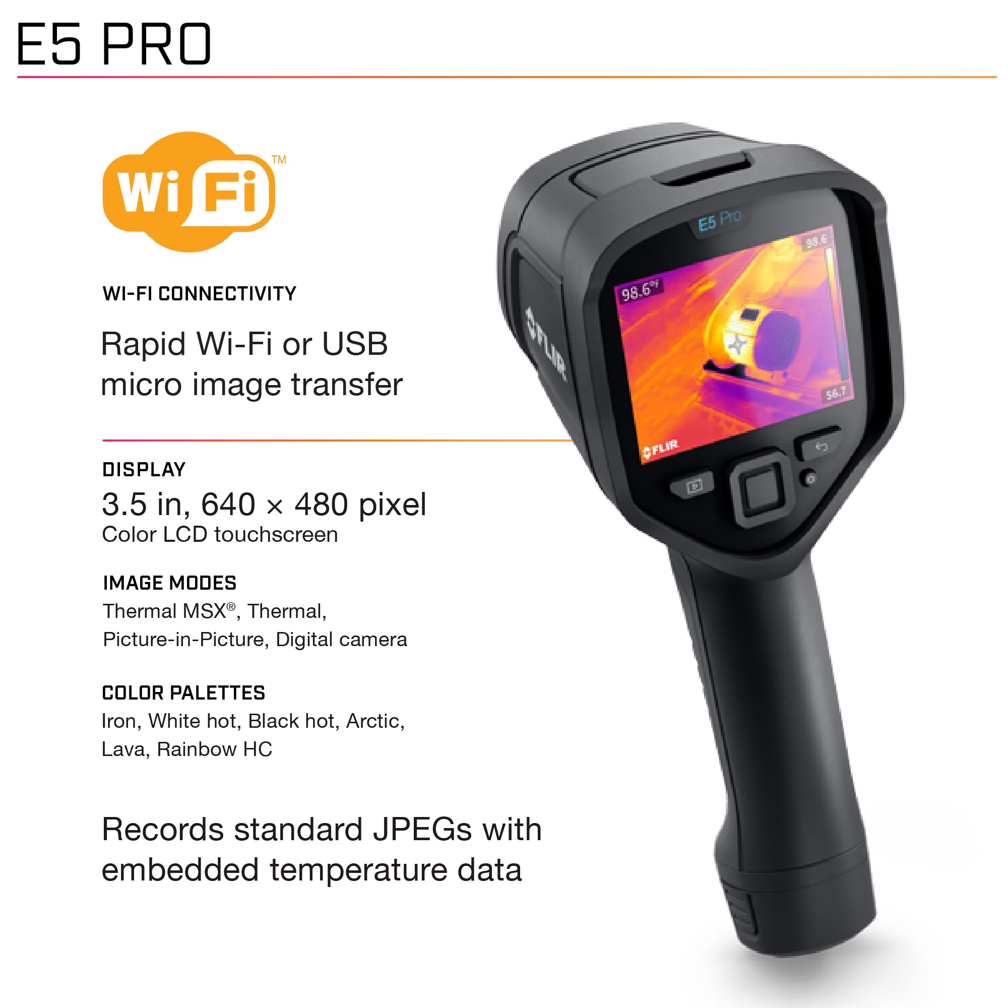 FLIR E4 Compact Thermal Imaging Camera With 80 X 60 IR Resolution, MSX