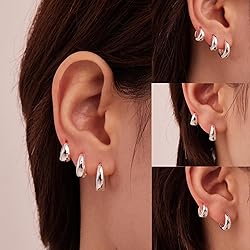 Inerney 925 Sterling Silver Hoop Earrings Set for