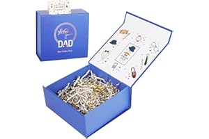 CHARMGIFTBOX Love You Dad Blue Gift Box with Magnetic Closure Lids and Greeting Card, 6.5x6.9x3.2 In Blue Empty Gift Boxes for Fathers Day Father's Day Box to Husband Dad from Wife Daughter Son