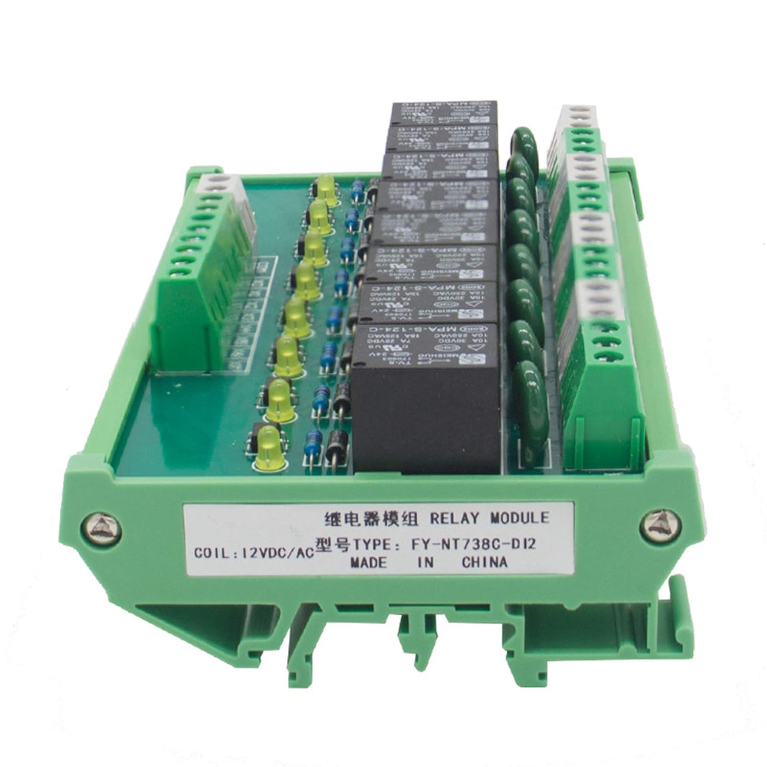 GAEYAELE 8 Channel Interface Relay Module 12VACDC 24VACDC DIN Rail ...