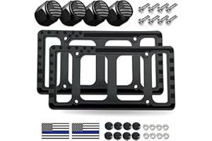 TUERSAN Silicone American Flag License Plate Frames- Rustproof Patriotic Gloss USA Stars and Stripes Flag Black Car Tag Holder Cover, 2 Pack for Front and Rear, with Mount Screws Caps, Automotive Accessories