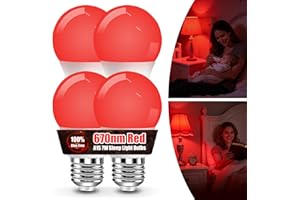 BoRccdit 7W 670nm Red Light Bulbs for Sleep, A15 Lab-Certified Deep Red Light Bulb 100% Blue Light Blocking, White Shell Glow