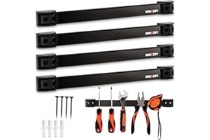 Drixet Magnetic Tool Holder Strip 12", Heavy Duty Magnetic Tool Organizer with Mounting Brackets and Screws, Tool Magnet Bar Rack for Garage Organization, Home, and Workshop Accessories, 4 Pack