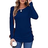 MOLERANI Women's Long Sleeve Tunic Tops Wear with Leggings Fall Shirts Crewneck Casual Button Tshirt 2025 Winter Clothes