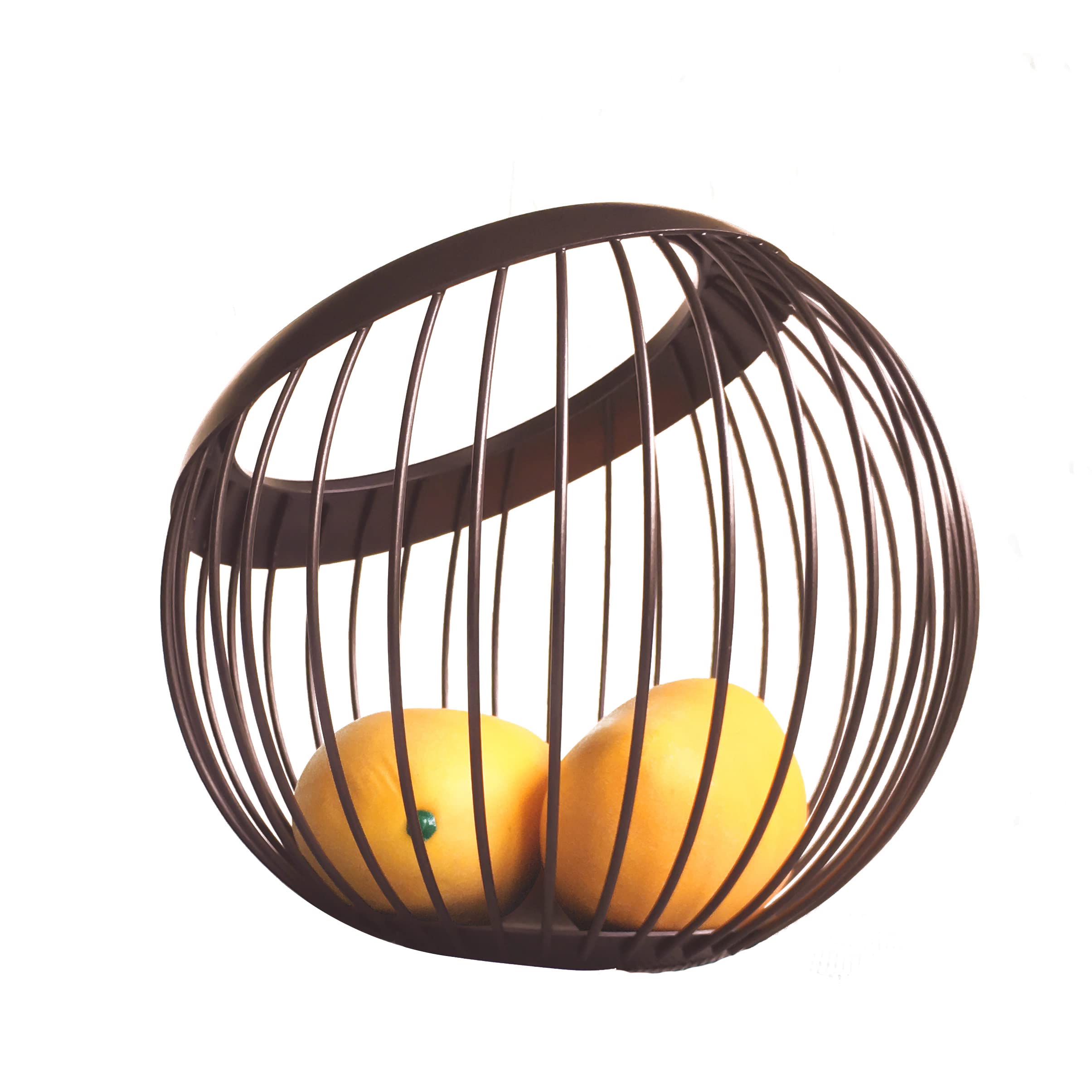 VANRA Fruit Basket 20x18cm Metal Wire Fruit Bowl Durable and Sturdy Fruit Holder for Fruit,Snack(Deep Brown)