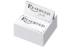 Resurhang 300 Pcs Paper Table Reserved Sign with Name Line Reserved Seating Signs Bulk Double Sided Signs for Reserving Seats Restaurant Wedding Reception Church Board Business Meeting (White Black)