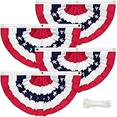 Coneatness Veterans Day Decorations Huge Bunting Flags 3 x 6 Ft with Grommets, Large American Pleated Fan Banner, 4th of July Flag USA Patriotic Red White and Blue Decor for Memorial Day (3x6 Ft-4 Pcs)