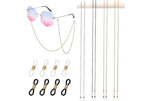 4 Pcs Eyeglass Chain for Women Stylish Eye Glasses Holders Around Neck for Men Women with 8 Pcs Adjustable Rubber Ends Connec
