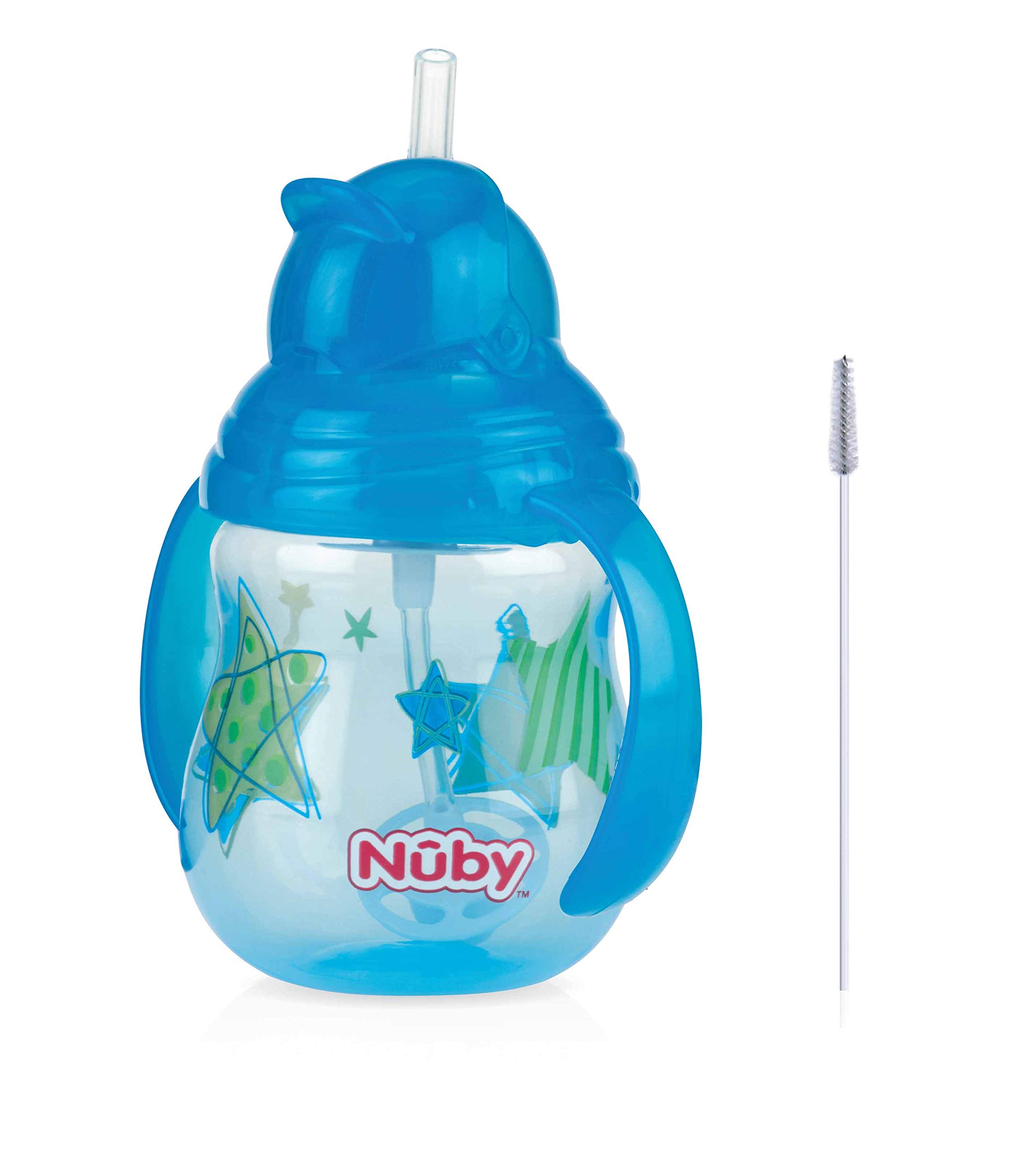 Nûby ID10324AQUA Pin Point Drinking Straw Cup 240 ml Blue