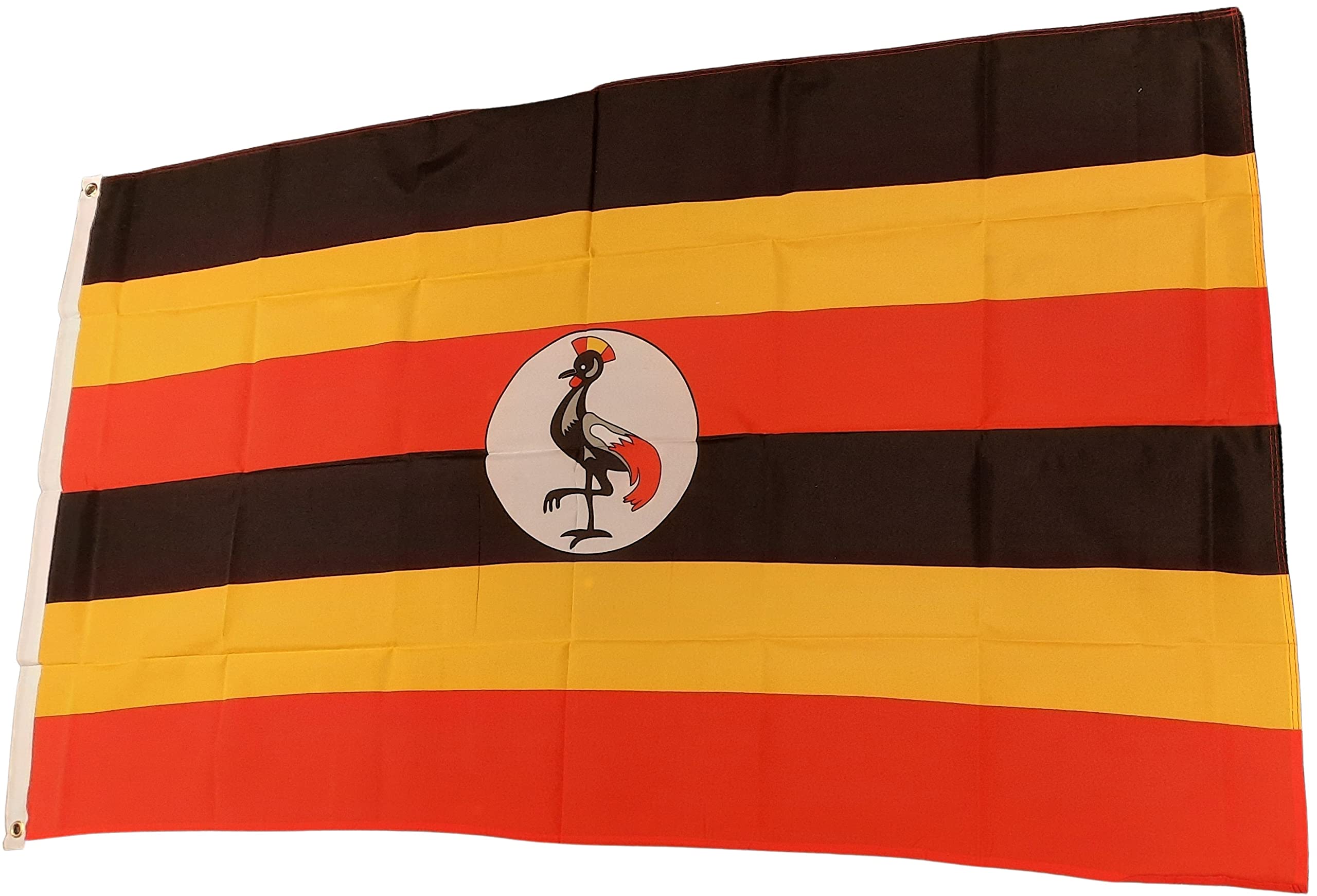NWFlags Uganda Flag 5ft x 3ft 75d Premium Polyester Suitable For Flagpoles | Strong Polyester 5x3 foot material large Ugandan flag with 2 metal Eyelets