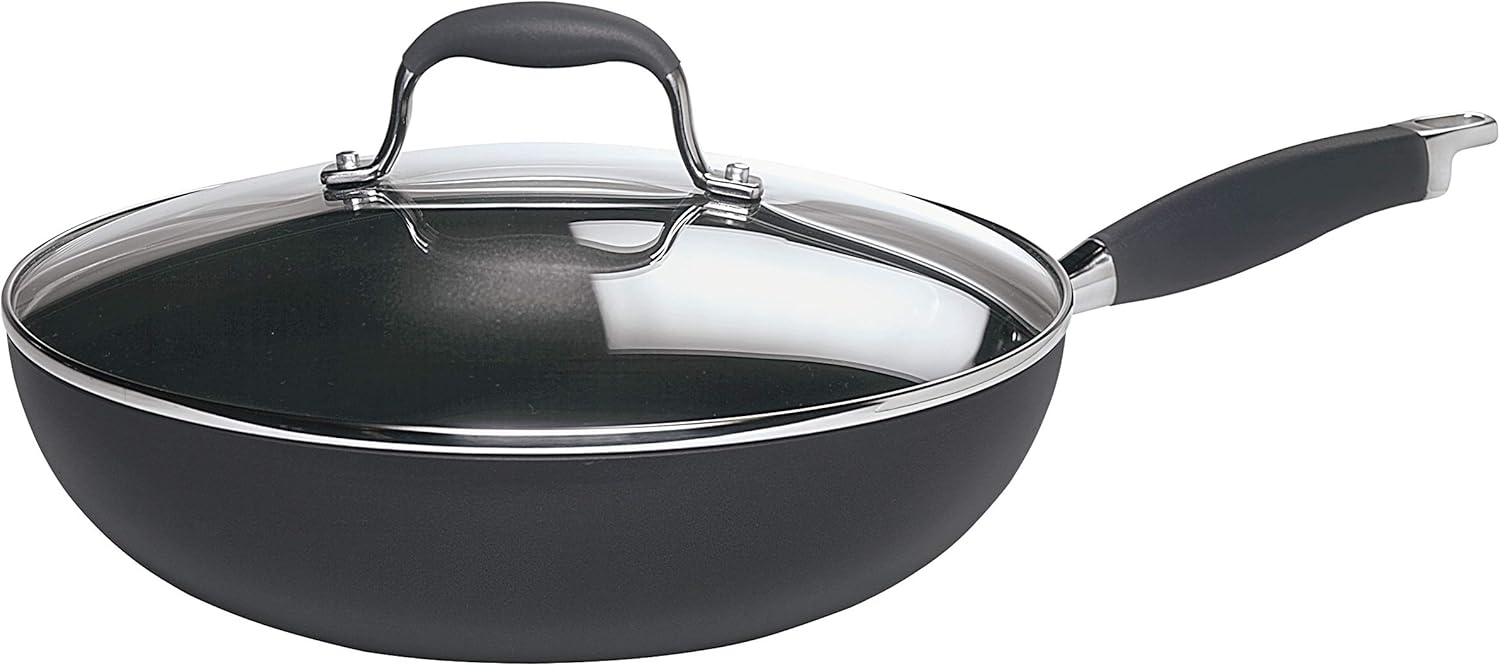 Anolon Advanced Hard Anodized Nonstick Frying Pan/ Fry Pan/ Saute Pan/ All Purpose Pan with Lid - 12 Inch, Gray: Cookware: Kitchen & Dining