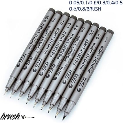 Topmore Micro Line Ultra Fine Point Marqueurs Permanents Stylos Dencre 9 Couleurs Assorties Pointe Tailles De Stylos Noir Brosse Manga Dessin Croquis