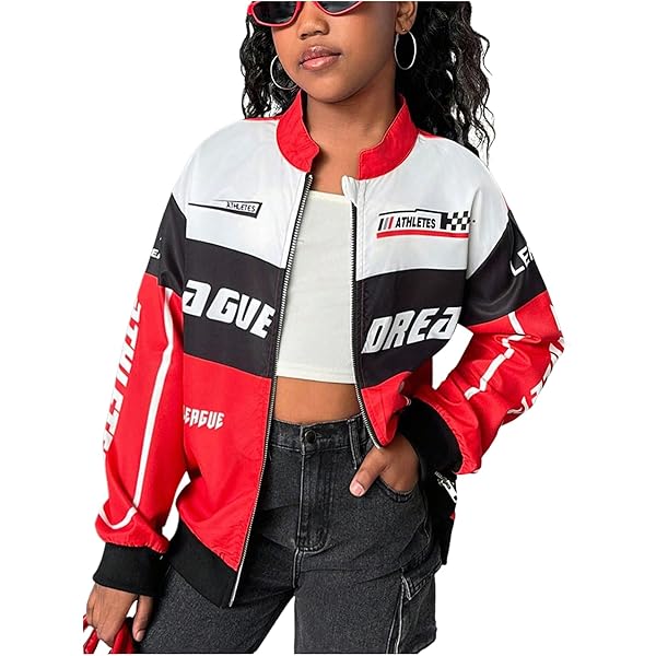 Amazon.com: GORGLITTER Women's Y2k Varsity Jacket Racing Bomber