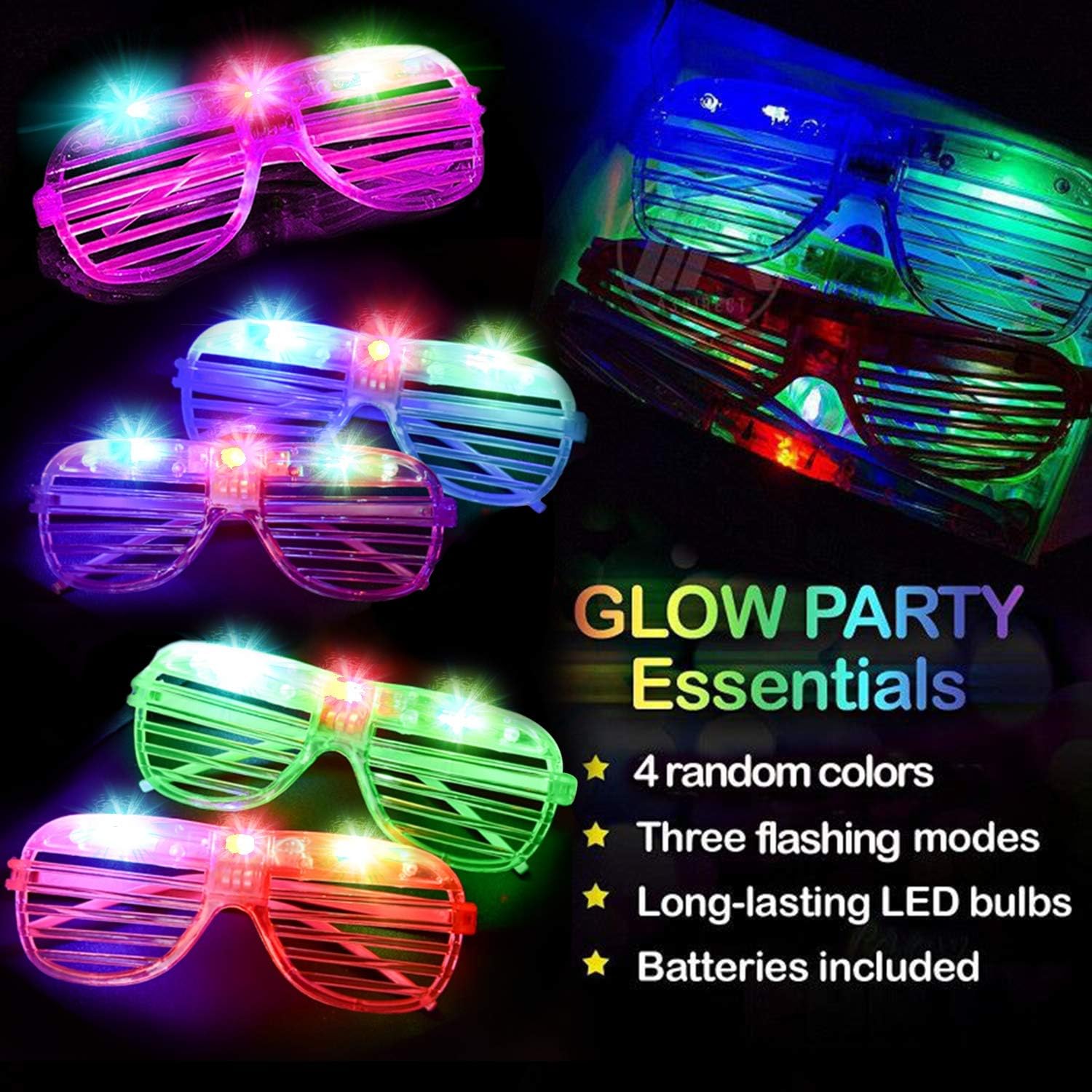 amenon juego de 100 gafas de sol con luz led que brillan en la oscuridad suministros para fiestas de carnaval gafas de sol de fiesta brillante