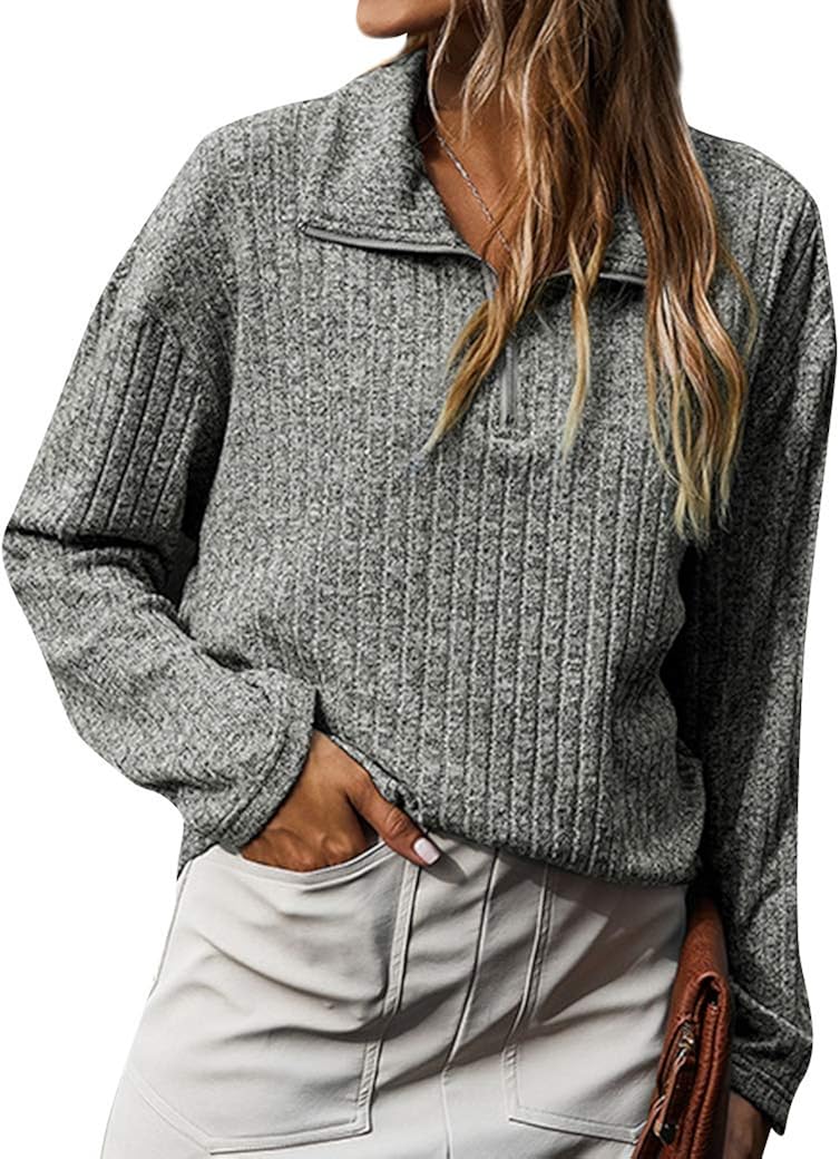 pullover mit rei�verschluss am kragen damen