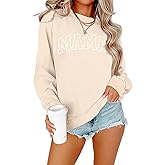QLIPIN Mama Sweatshirt Women Mom Life T Shirt Mommy Mom Crewneck Pullover Tops Casual Mama Letter Print Long Sleeve Shirt
