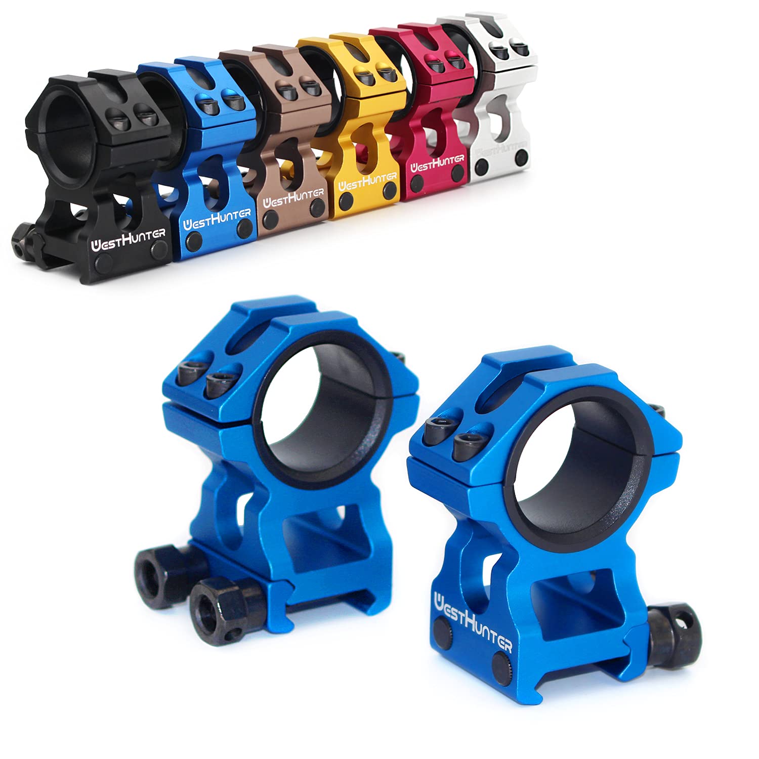 WestHunter Optics Picatinny Scope Rings, 1 Inch 30 mm Tactical Precision Scope Mount | 36 mm Center Height, Blue — image 1