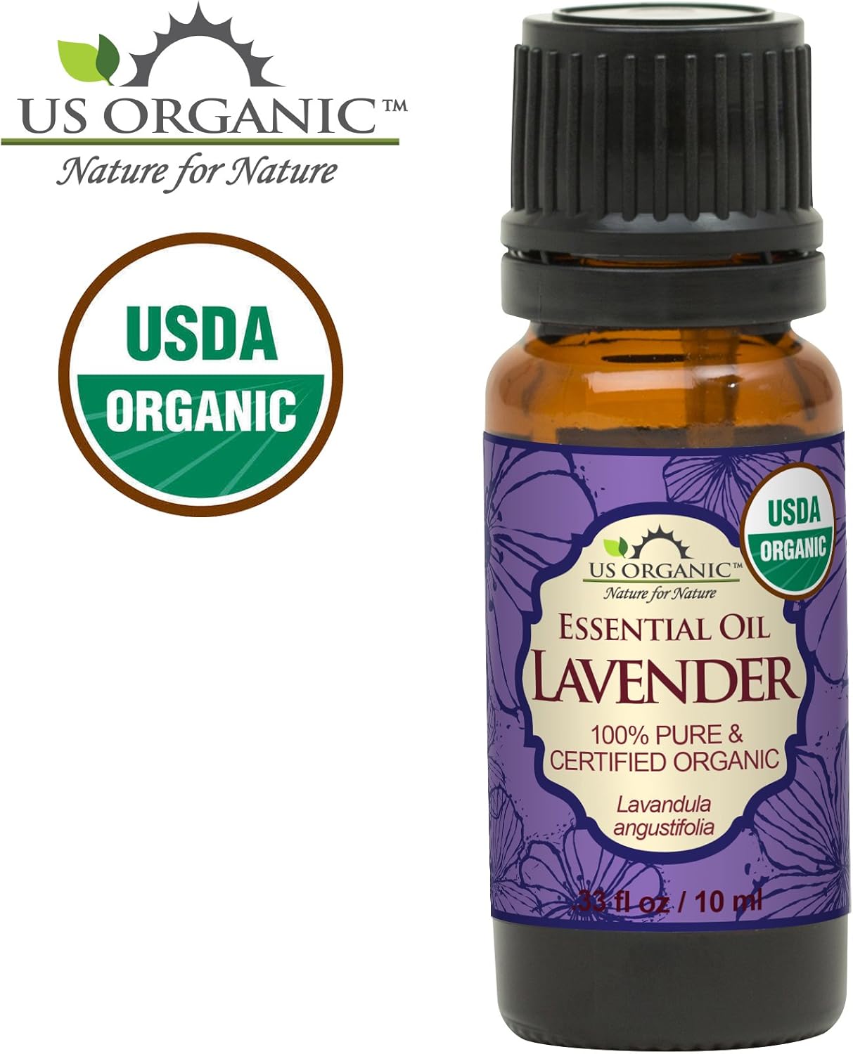 US Organic 100% Pure Lavender Essential Oil (Bulgarian) - USDA Certified Organic - 10 ml - w/Improved caps and droppers (More Size Variations Available)