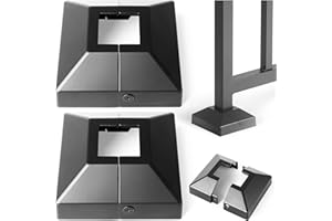 Hulave Split Post Base Cover, Fits 1.25"x1.25" Post/3.5"x3.5" Base, for Indoor/Outdoor Iron Railing, Fence, Stair Post Base Decorative Skirt Covers (2Pack-Black)