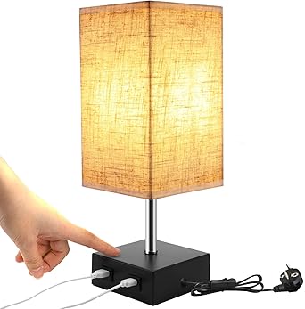 lightess lampara de mesa tactil lampara mesita de noche led usb dual 3 niveles de luminosidad lampara escritorio vintage para dormitorio habitacion