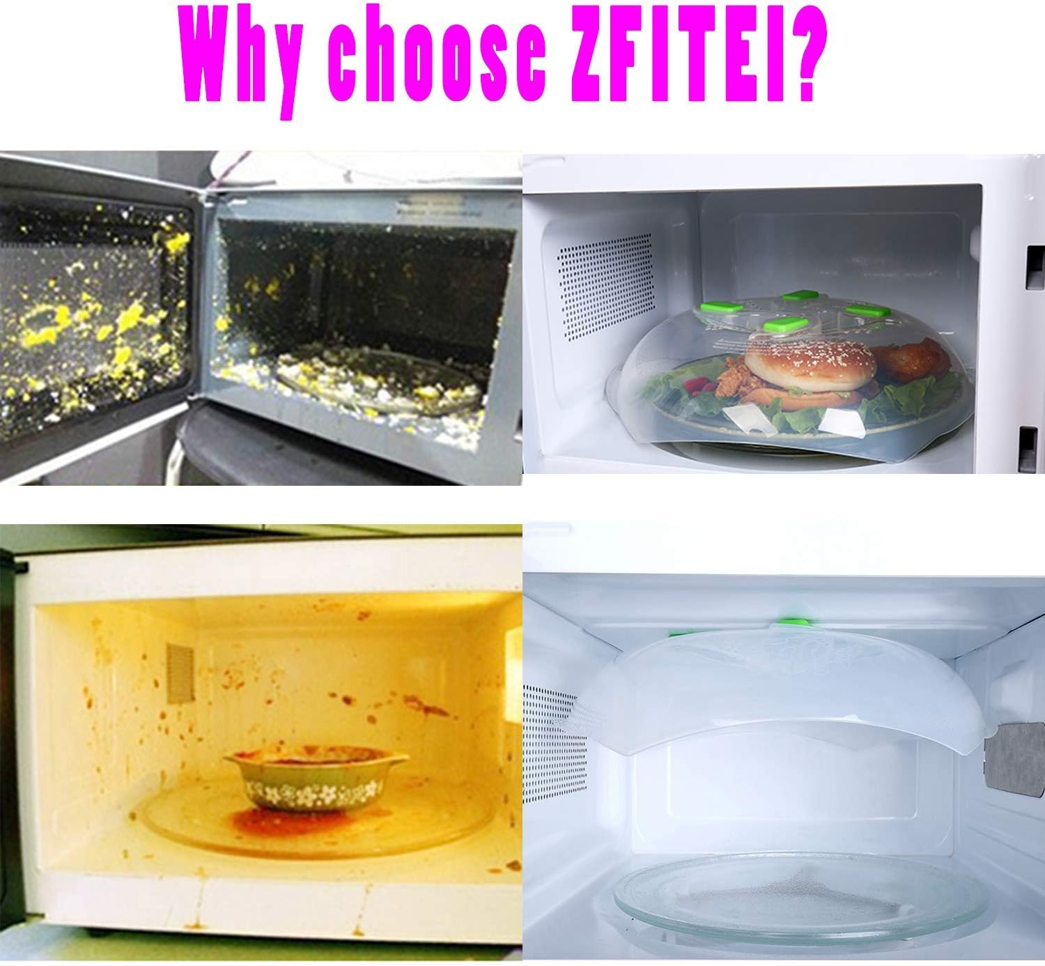 Microwave plate cover with Magnetic, new Microwave Lid prevent splatter cover, PBA-free, 11.5 Inches, Plate Serving Cover with steam vent, ZFITEI（Green).: Kitchen & Dining