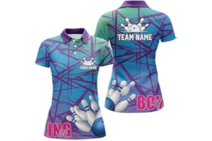 PANTOMI-LLC Custom Womens Bowling Shirts, Bowling Shirts for Women, Bowling Shirt for Women Bowling Jersey Bowling