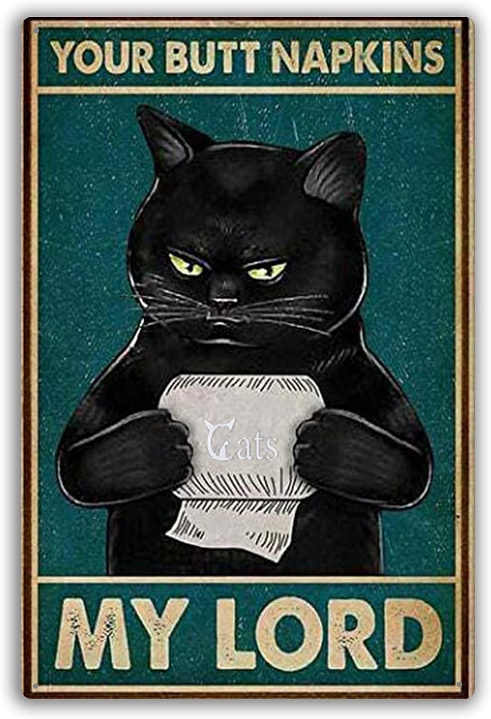 Funny Black Cat Tin Sign Cat Toilet Paper Metal Sign Wall Art Decor, Public Sign, Decoration Sign for Home Dorm Hotel Bathroom Idea Gifts for Women Men Friends 8