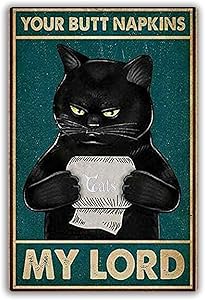 Funny Black Cat Tin Sign Cat Toilet Paper Metal Sign Wall Art Decor, Public Sign, Decoration Sign for Home Dorm Hotel Bathroom Idea Gifts for Women Men Friends 8