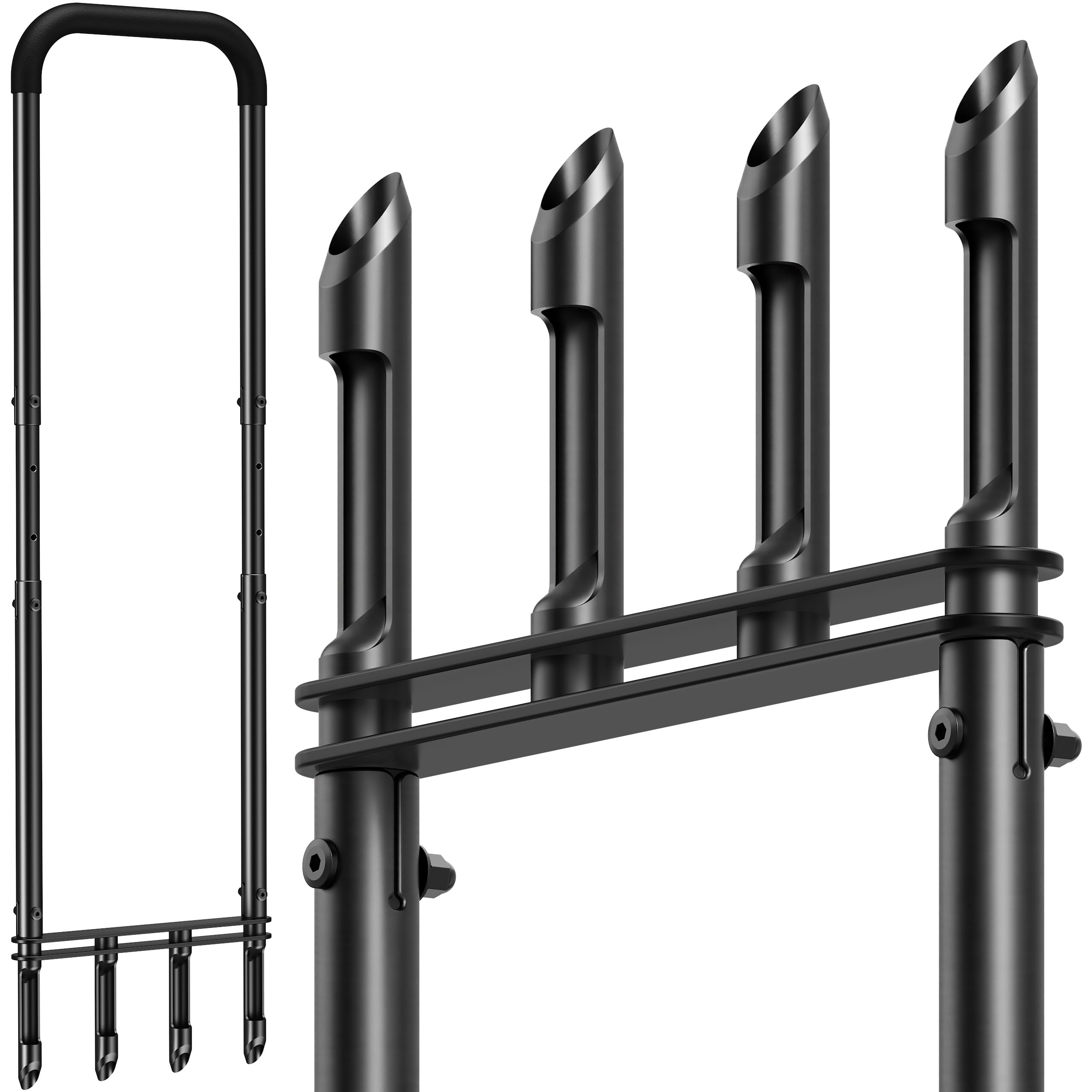 Photo 1 of Knee-Friendly Manual Lawn Aerator Tool –Adjustable SUS304 Stainless Steel Core Aerator for Grass, Yard Aeration Tool with 4 Hollow Tines for Lawn Care and Compacted Soil,43.3"-48.5",Black