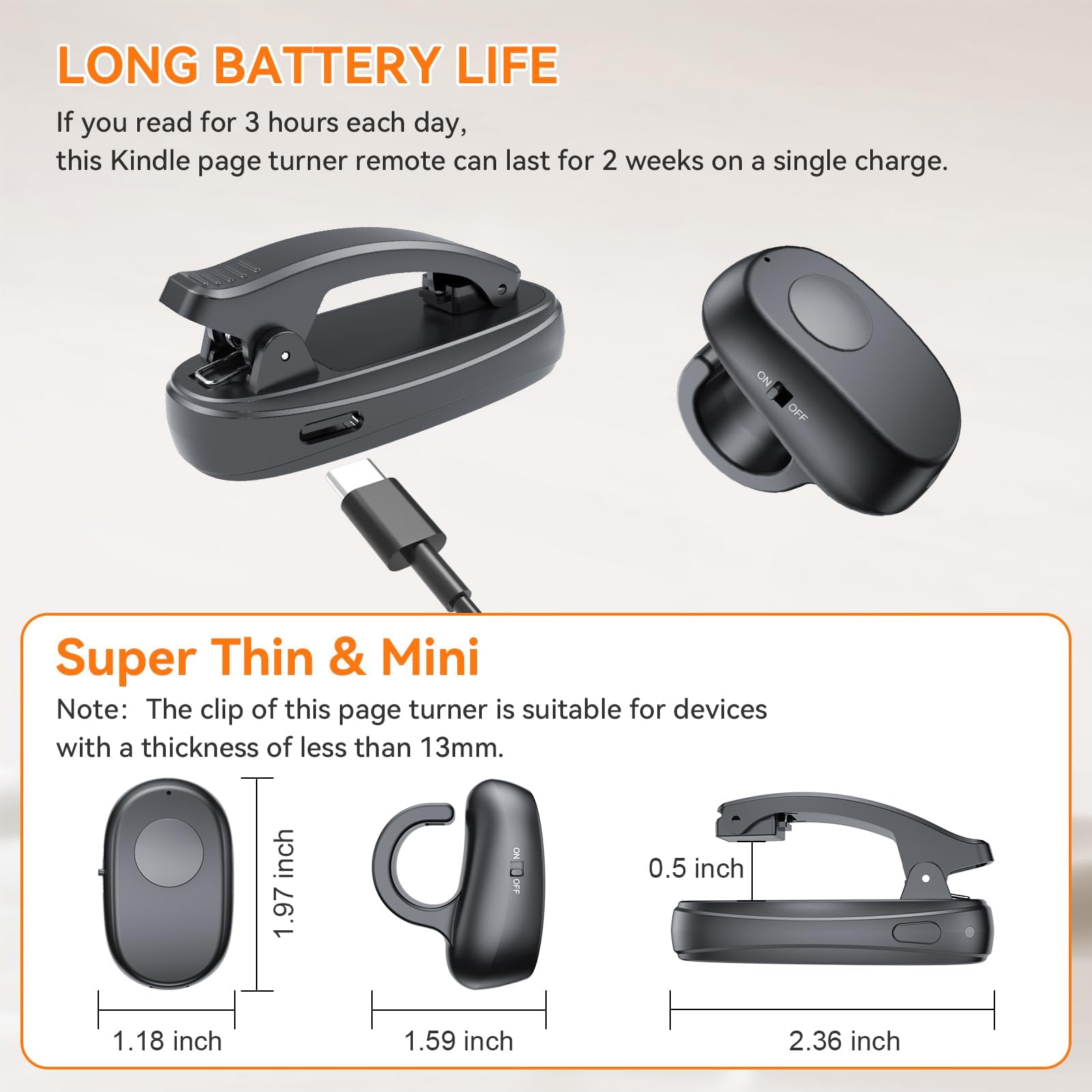 Finger Ring Page Turner for Kindle Paperwhite, Remote Control Page Turner for Kindle Paperwhite Kobo Readers iPad Tablets Reading Novels Ebook Reading Accessories for Kindle, Black