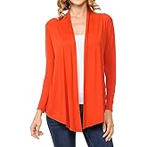 MINEFREE Women's Long Sleeve Open Front Drape Lightweight Knit Cardigan (S-3XL)